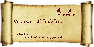 Vranka Lóránt névjegykártya