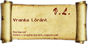Vranka Lóránt névjegykártya